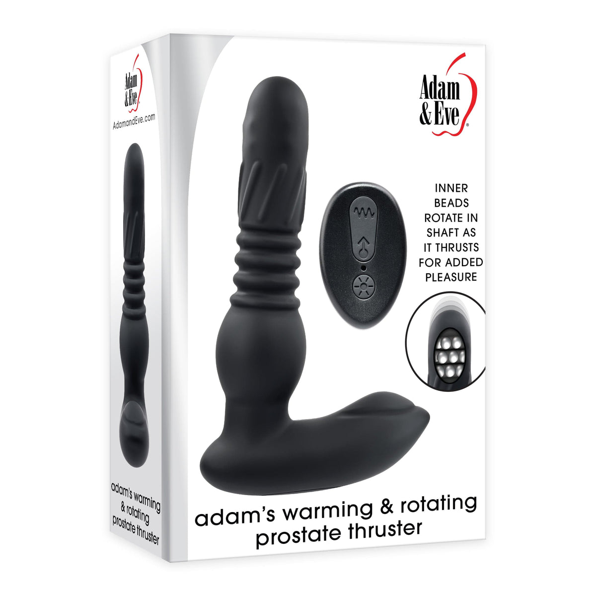 Adam &amp; Eve - Adam&#39;s Remote Warming and Rotating Prostate Thruster Massager (Black) Prostate Massager (Vibration) Rechargeable 844477019338 CherryAffairs