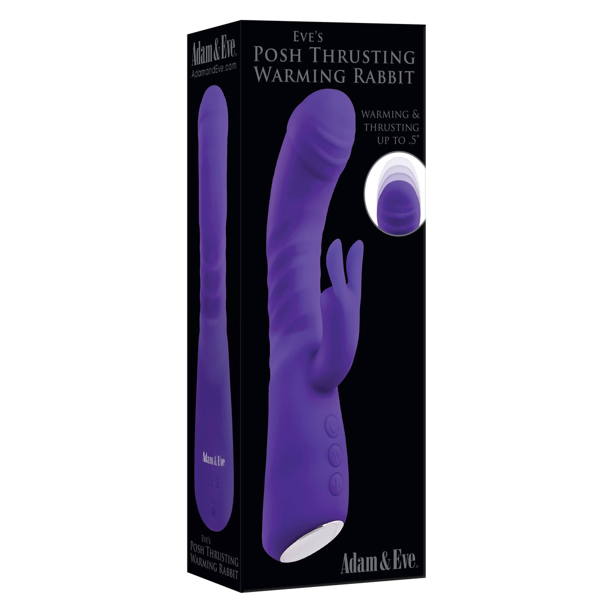 Adam &amp; Eve - Eve&#39;s Posh Thrusting Warming Rabbit Vibrator (Purple) Rabbit Dildo (Vibration) Rechargeable 844477019314 CherryAffairs