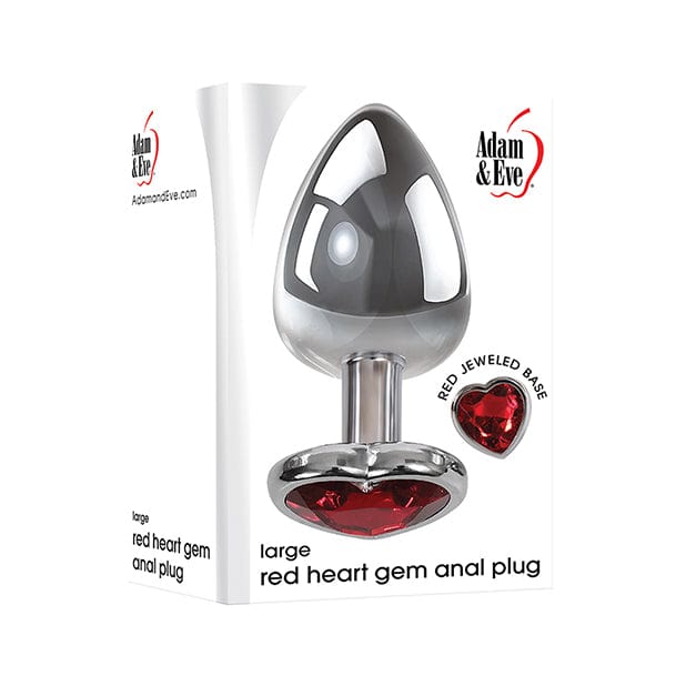 Adam &amp; Eve - Heart Gem Metal Anal Plug Large (Red/Chrome) Anal Plug (Non Vibration) 625410581 CherryAffairs