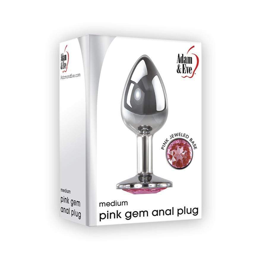 Adam &amp; Eve - Pink Gem Aluminium Anal Plug Medium (Silver) Metal Anal Plug (Non Vibration) Durio Asia