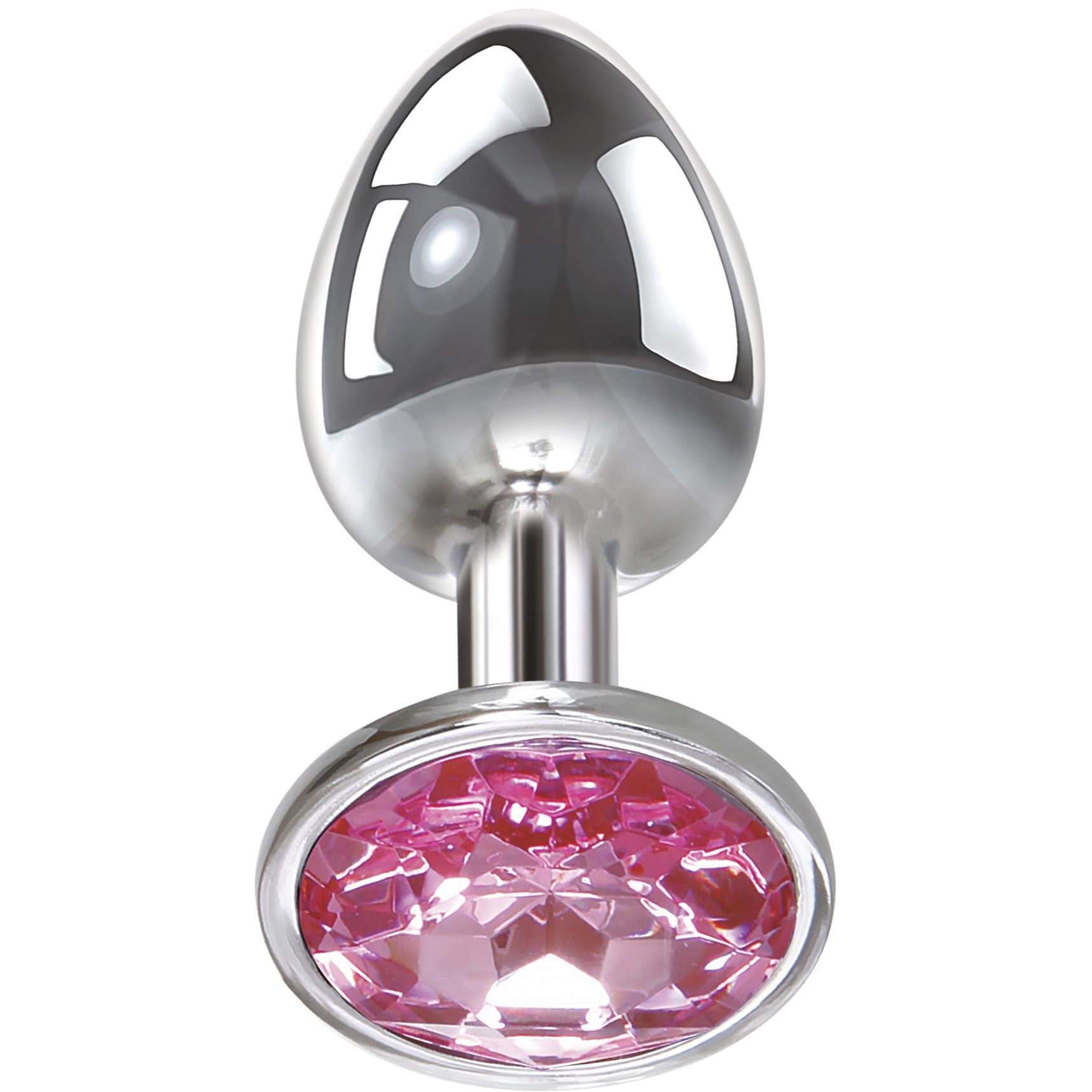 Adam & Eve - Pink Gem Aluminium Anal Plug Medium (Silver) Metal Anal Plug (Non Vibration) 844477014579 CherryAffairs