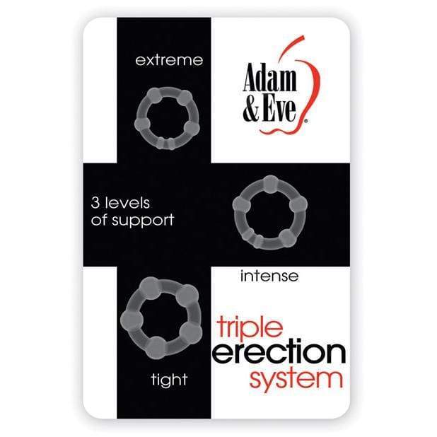 Adam & Eve - Triple Erection System Cock Ring Pack of 3 (Clear) Rubber Cock Ring (Non Vibration) Durio Asia