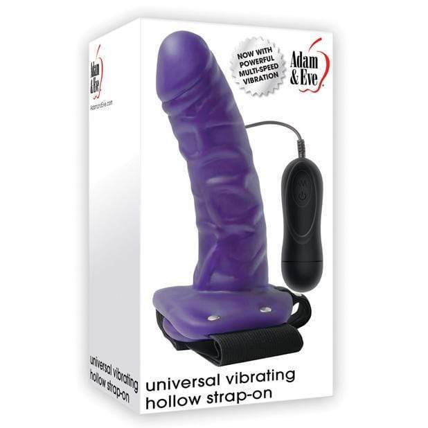 Adam &amp; Eve - Universal Vibrating Hollow Strap On with Remote (Purple) Strap On with Hollow Dildo for Male (Vibration) Non Rechargeable Durio Asia