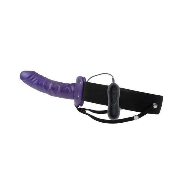 Adam & Eve - Universal Vibrating Hollow Strap On with Remote (Purple) Strap On with Hollow Dildo for Male (Vibration) Non Rechargeable