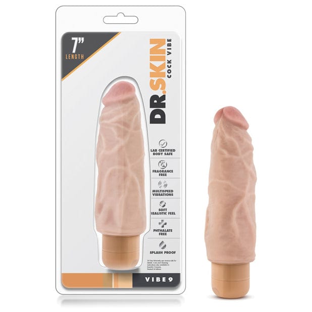 Blush Novelties - Dr Skin Vibe 9 Dong Vibrating Realistic Dildo 7&quot; (Beige) Realistic Dildo w/o suction cup (Vibration) Non Rechargeable CherryAffairs