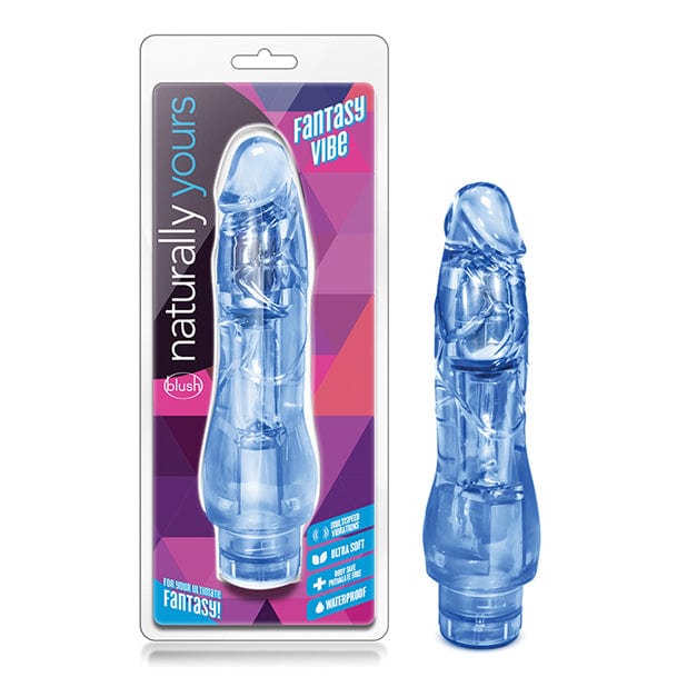 Blush Novelties - Naturally Yours Fantasy Vibe Realistic Vibrating Dildo 8.5&quot;(Blue) Realistic Dildo w/o suction cup (Vibration) Non Rechargeable 622623367 CherryAffairs