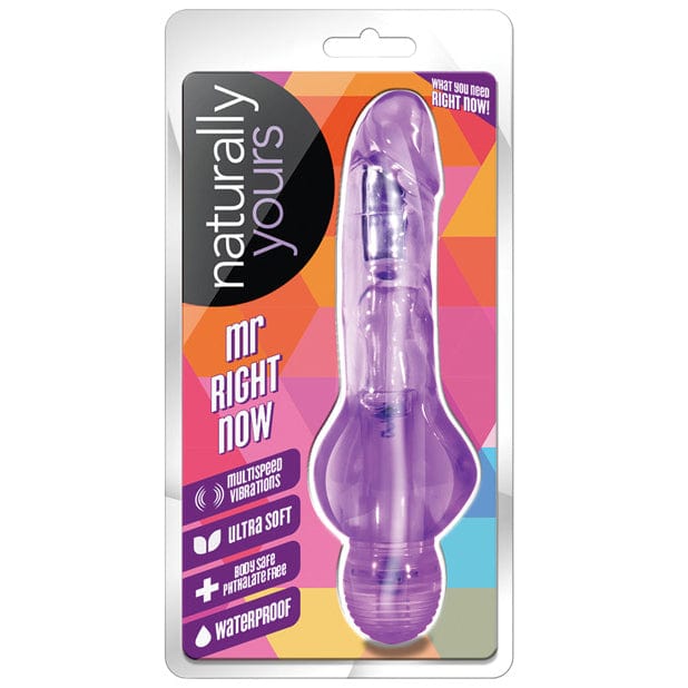 Blush Novelties - Naturally Yours Mr Right Now Vibrating Realistic Dildo 6.5&quot; (Purple) Realistic Dildo w/o suction cup (Vibration) Non Rechargeable 622623598 CherryAffairs