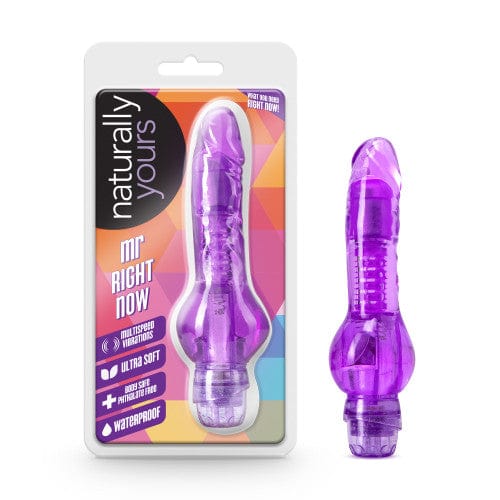 Blush Novelties - Naturally Yours Mr Right Now Vibrating Realistic Dildo 6.5" (Purple) Realistic Dildo w/o suction cup (Vibration) Non Rechargeable 622623598 CherryAffairs