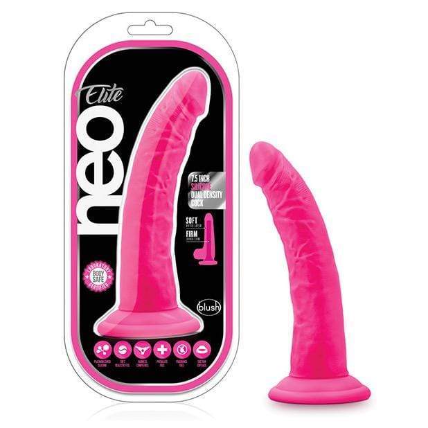 Blush Novelties - Neo Elite Silicone Dual Density Cock with Balls 7.5&quot; (Pink) Realistic Dildo with suction cup (Non Vibration) Durio Asia