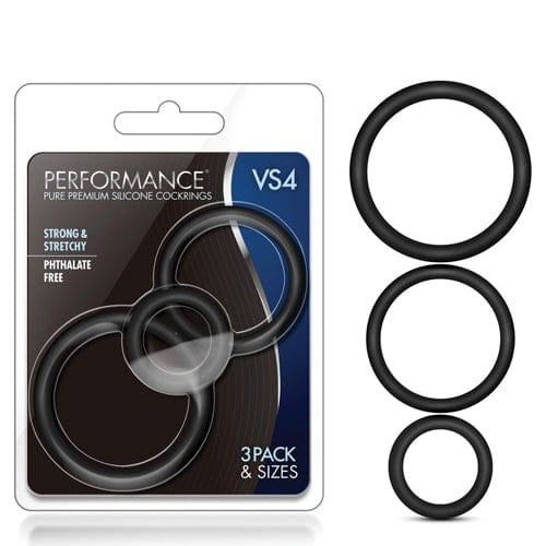 Blush Novelties - Performance VS4 Pure Premium Silicone Cock Ring Set (Black) Silicone Cock Ring (Non Vibration) 622624156 CherryAffairs