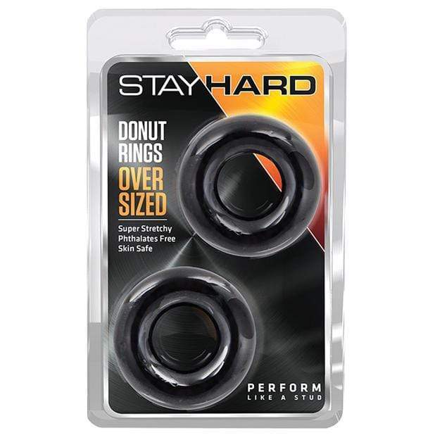 Blush Novelties - Stay Hard Donut Cock Rings Oversized Pack of 2 (Black) Cock Ring (Non Vibration) Durio Asia