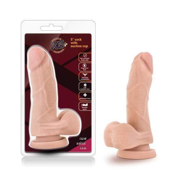 Blush Novelties - X5+ Cock w/Flexible Spine 5" (Beige) Realistic Dildo with suction cup (Non Vibration) Durio Asia