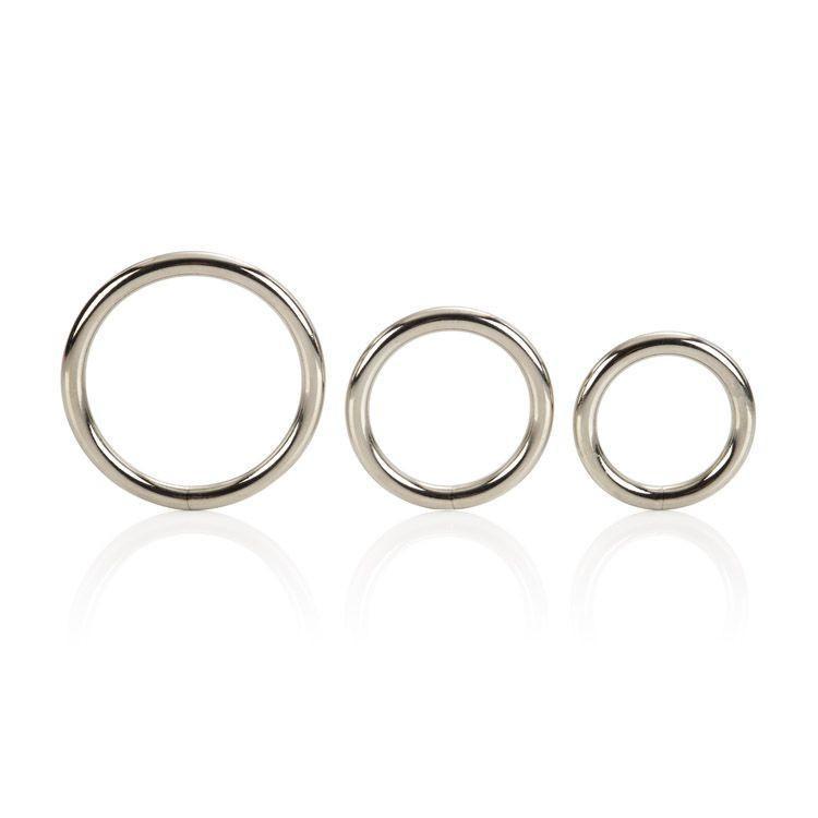 California Exotics - 3 Size Silver Ring Set Metal Cock Ring (Non Vibration) - CherryAffairs Singapore