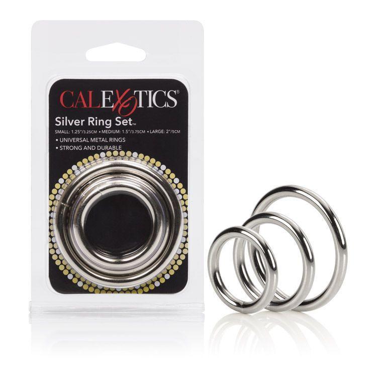 California Exotics - 3 Size Silver Ring Set Metal Cock Ring (Non Vibration) Durio Asia