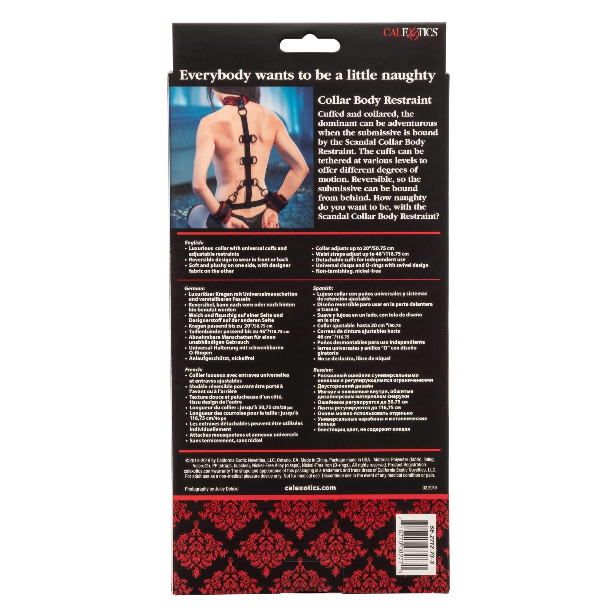 California Exotics - BDSM Scandal Collar Body Restraint (Black) Hand/Leg Cuffs 716770082770 CherryAffairs