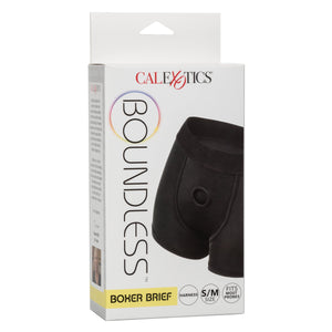 California Exotics - Boundless Boxer Brief Strap On Harness S/M (Black) Strap On w/o Dildo 716770096319 CherryAffairs