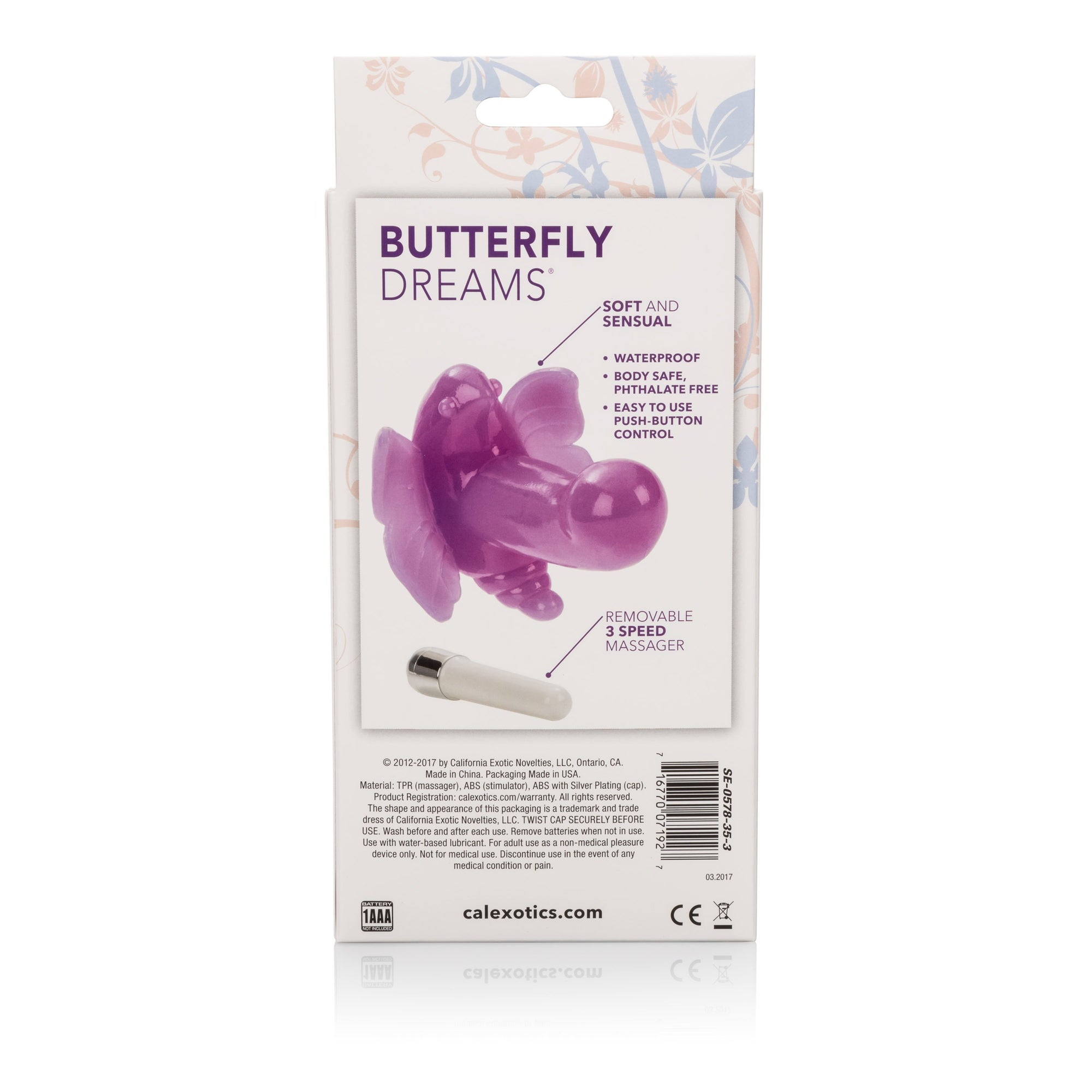 California Exotics - Butterfly Dreams Vibrator (Purple) Non Realistic Dildo w/o suction cup (Vibration) Non Rechargeable Singapore