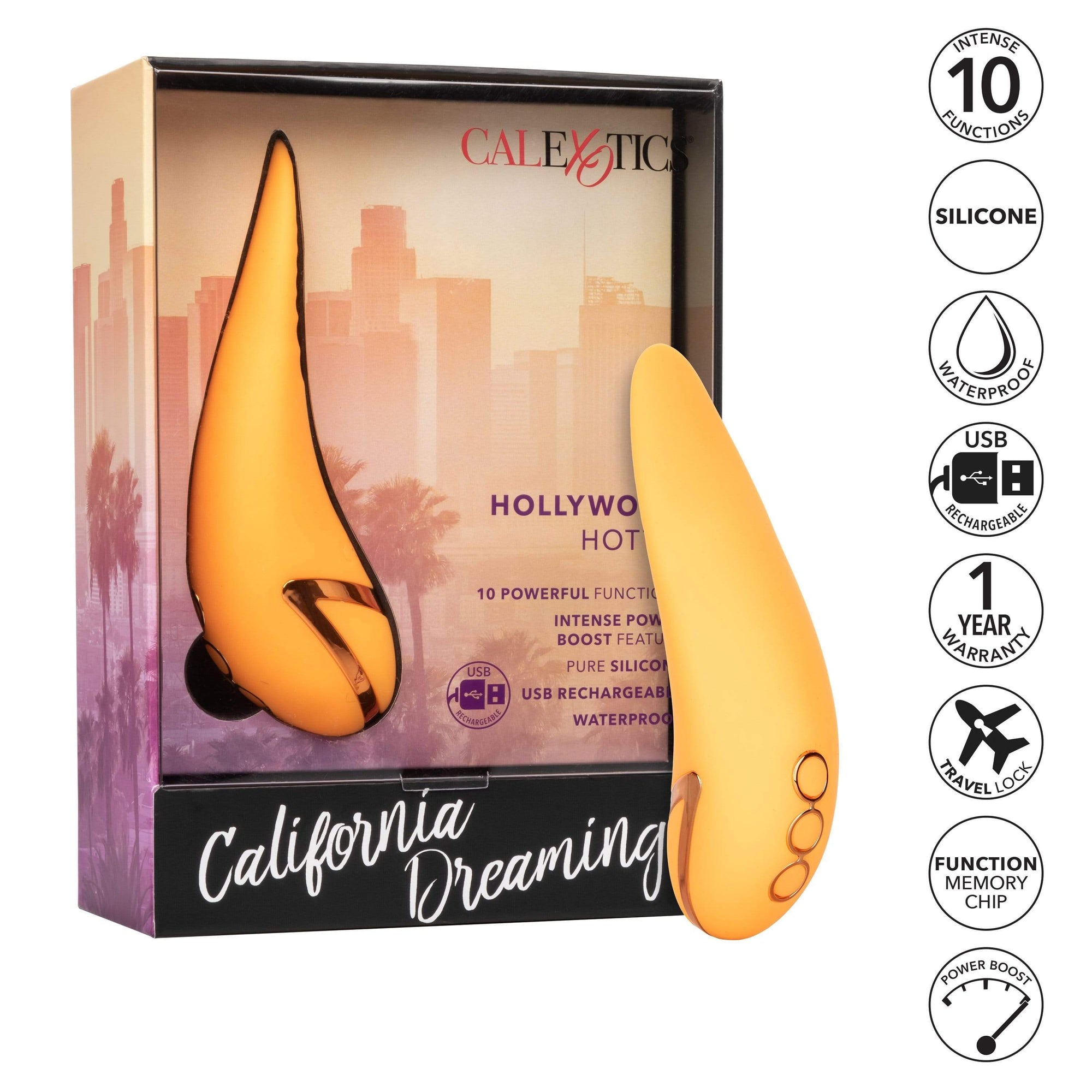 California Exotics - California Dreaming Hollywood Hottie Clit Massager (Yellow) Clit Massager (Vibration) Rechargeable Durio Asia