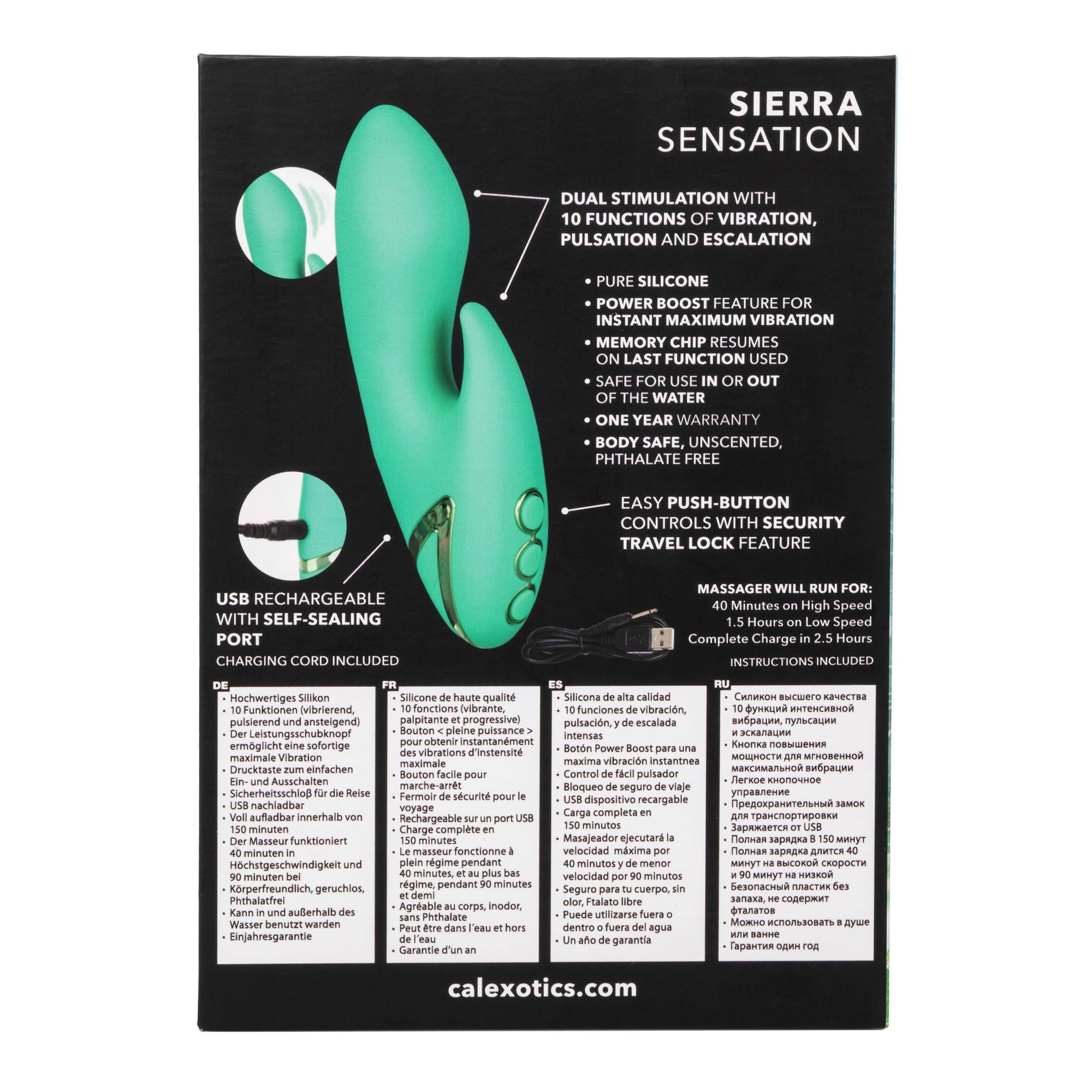 California Exotics - California Dreaming Sierra Sensation Rabbit Vibrator (Green) Rabbit Dildo (Vibration) Rechargeable