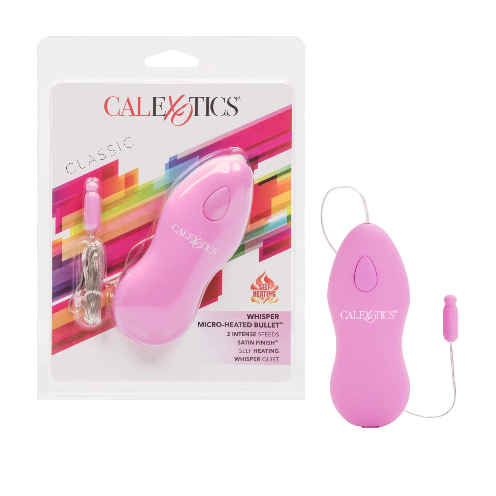 California Exotics - Classic Remote Whisper Micro Heated Bullet Vibrator (Pink) Wired Remote Control Egg (Vibration) Non Rechargeable Durio Asia
