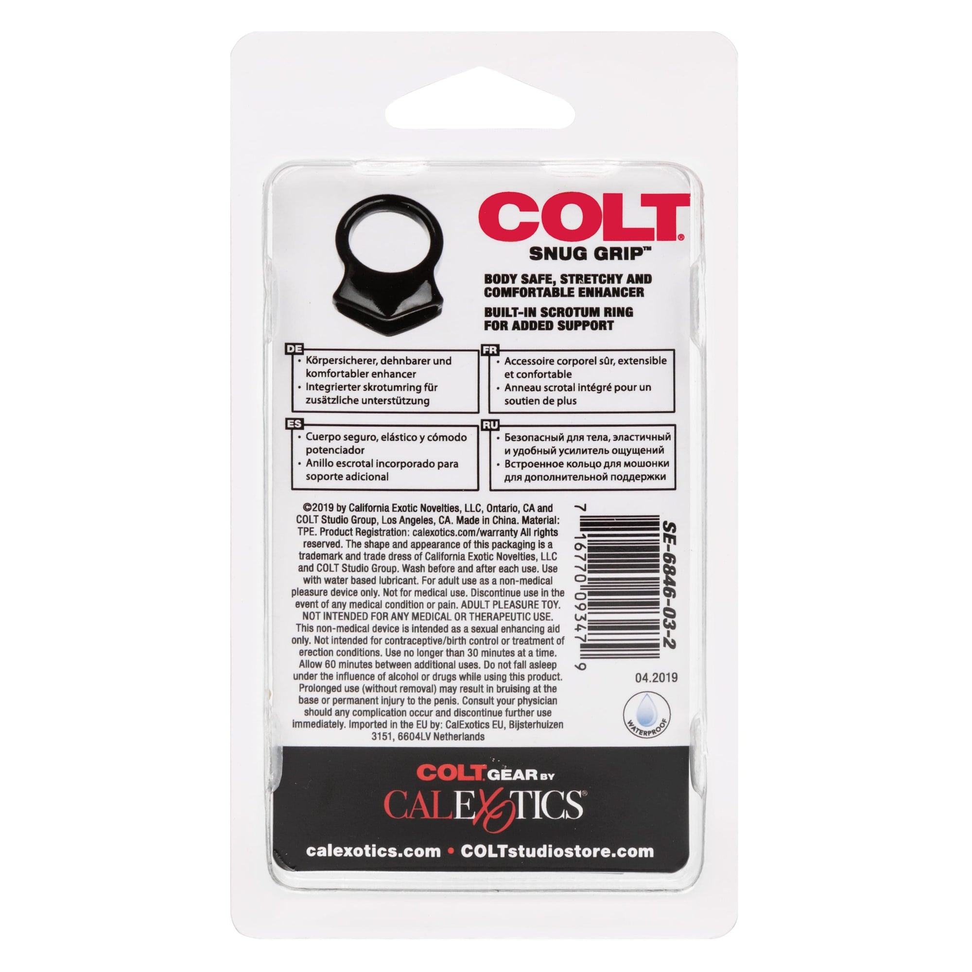 California Exotics - COLT Snug Grip Dual Support Cock Ring (Black) Rubber Cock Ring (Non Vibration) 620049509 CherryAffairs
