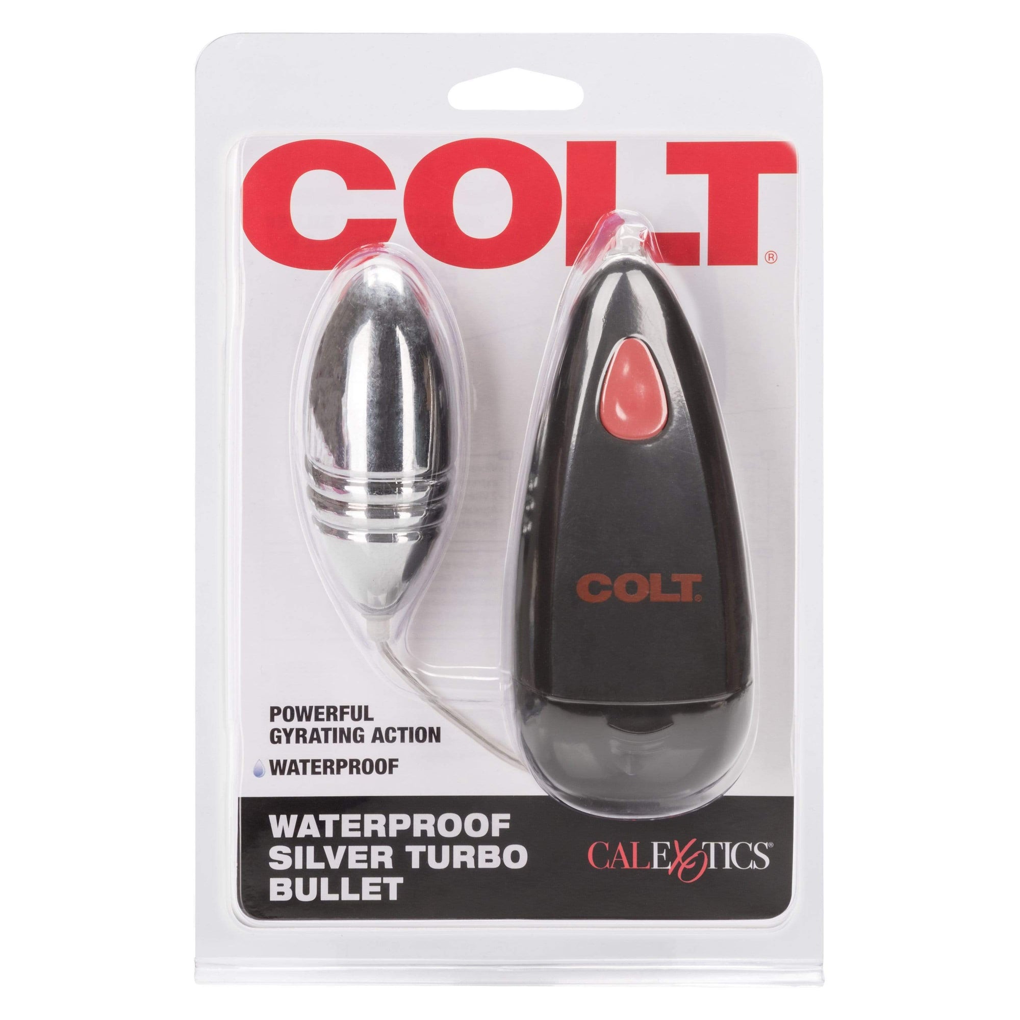 California Exotics - COLT Waterproof Silver Turbo Bullet Vibrator with Remote (Silver) Wired Remote Control Egg (Vibration) Non Rechargeable 716770089113 CherryAffairs