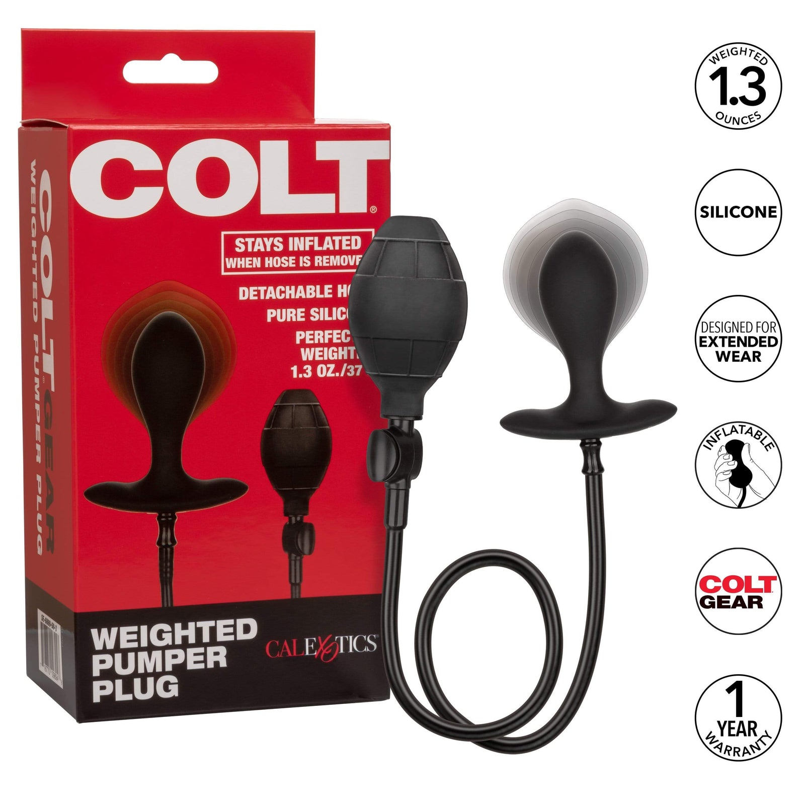 California Exotics - Colt Weighted Inflatable Pumper Plug (Black) Expandable Anal Plug (Non Vibration) 716770098948 CherryAffairs