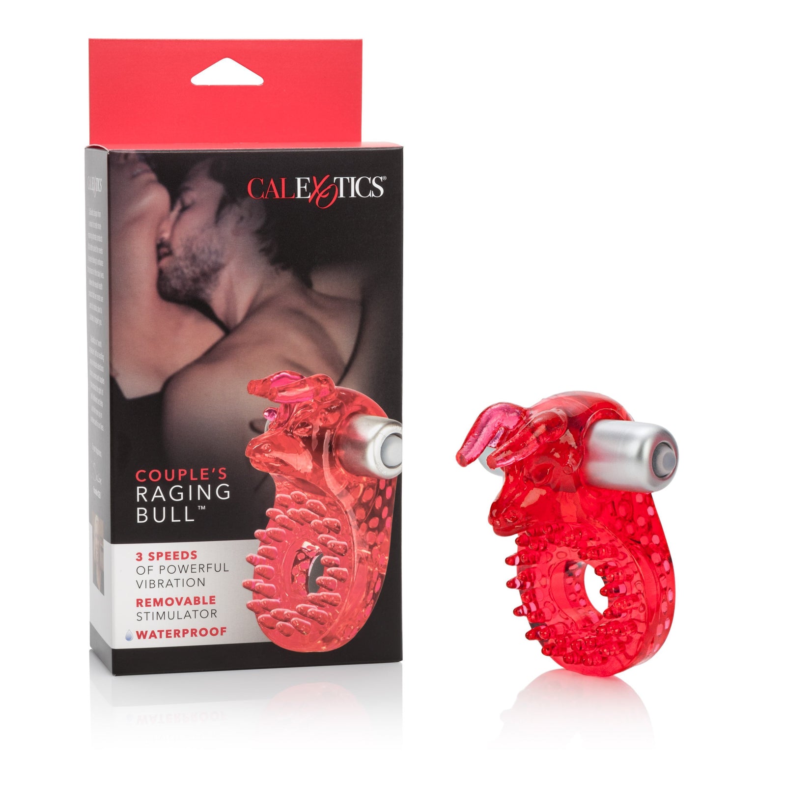 California Exotics - Couple's Raging Bull Vibrating Cock Ring (Red) Rubber Cock Ring (Vibration) Non Rechargeable Durio Asia
