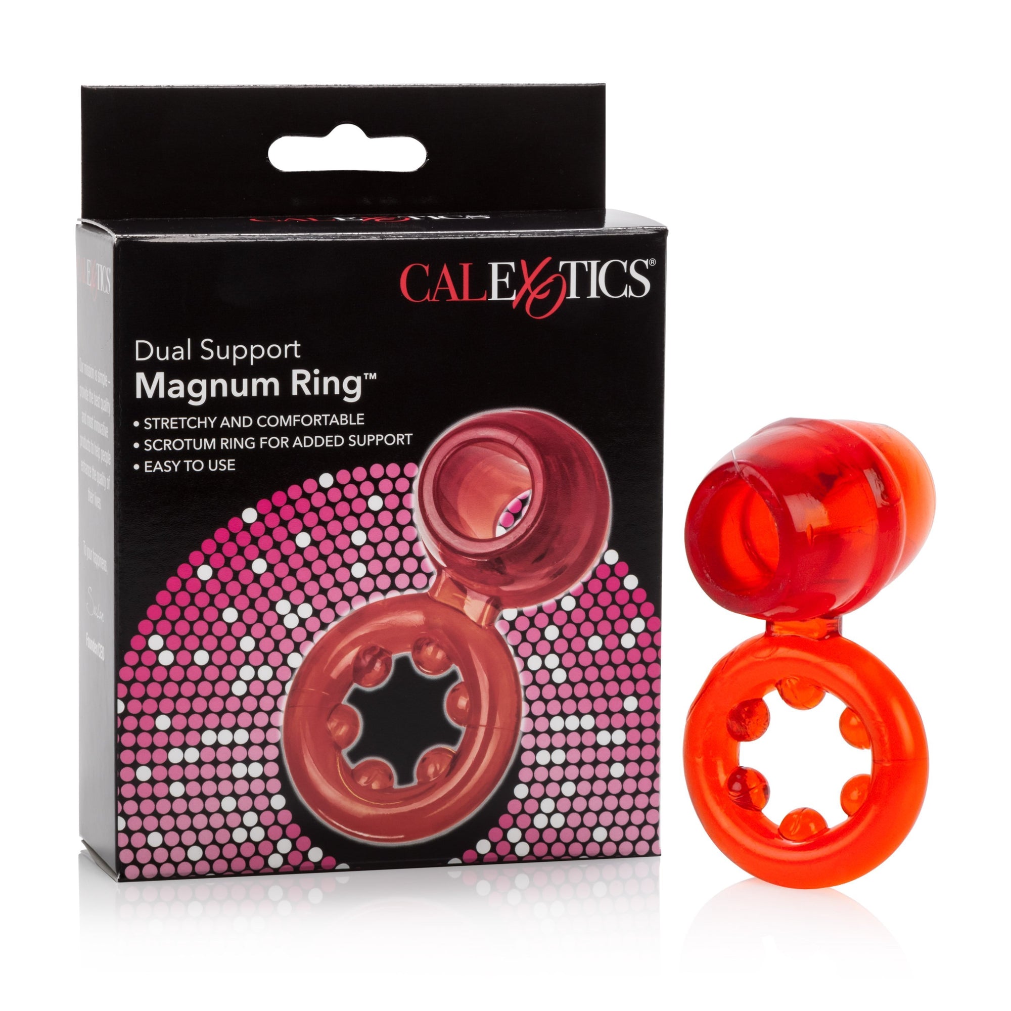 California Exotics - Dual Support Magnum Cock Ring (Red) Rubber Cock Ring (Non Vibration) Durio Asia