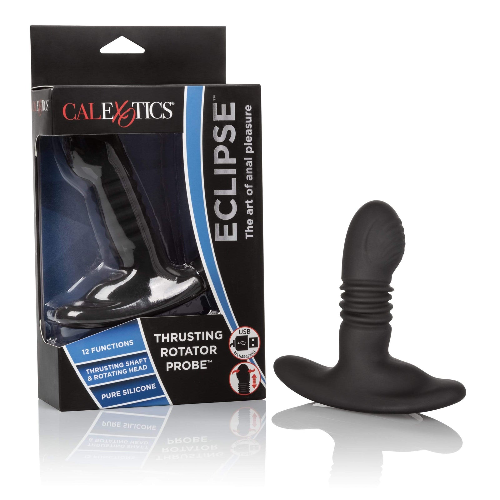 California Exotics - Eclipse Thrusting Rotator Probe Massager (Black) Prostate Massager (Vibration) Rechargeable Durio Asia