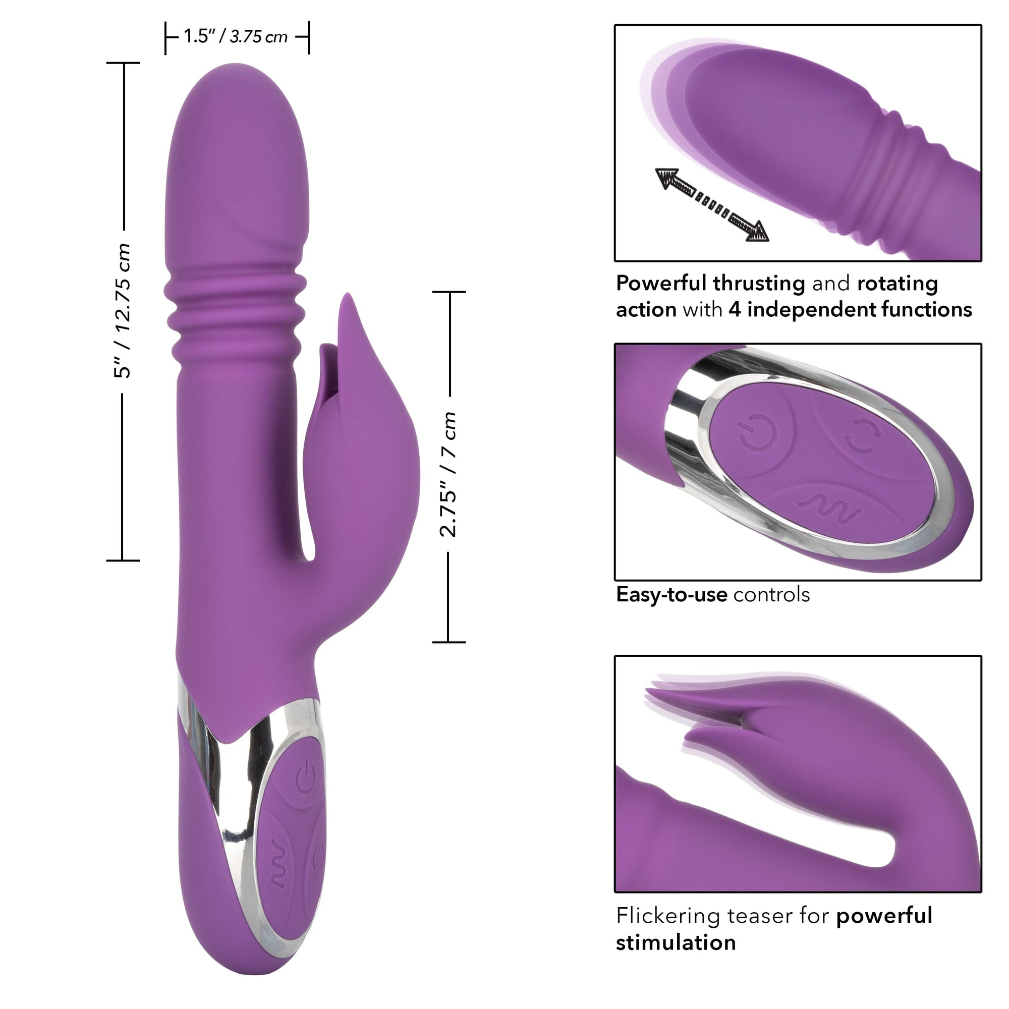 California Exotics - Enchanted Kisser Thrusting Rabbit Vibrator (Purple) Rabbit Dildo (Vibration) Rechargeable 716770093240 CherryAffairs