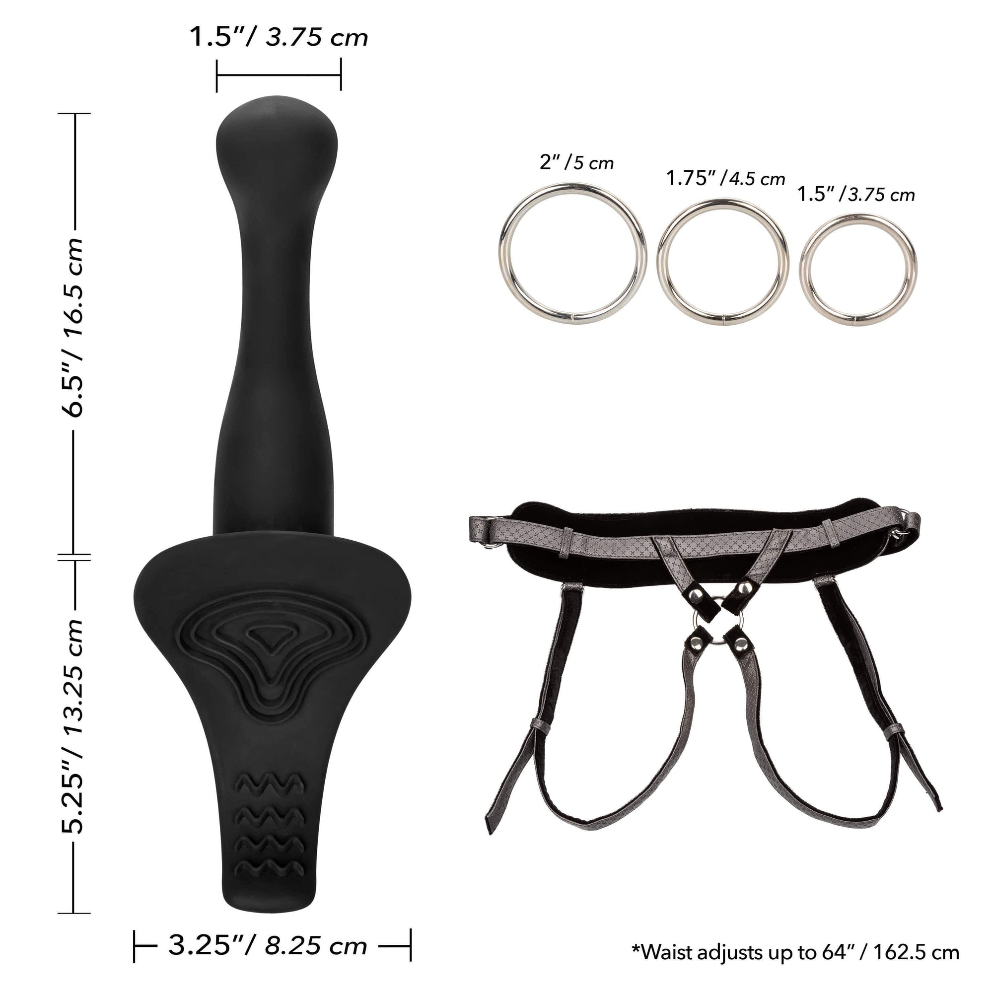 California Exotics - Her Royal Harness Crotchless Strap On The Royal Vibrating Set (Black) Strap On with Dildo for Reverse Insertion (Vibration) Rechargeable 716770094841 CherryAffairs