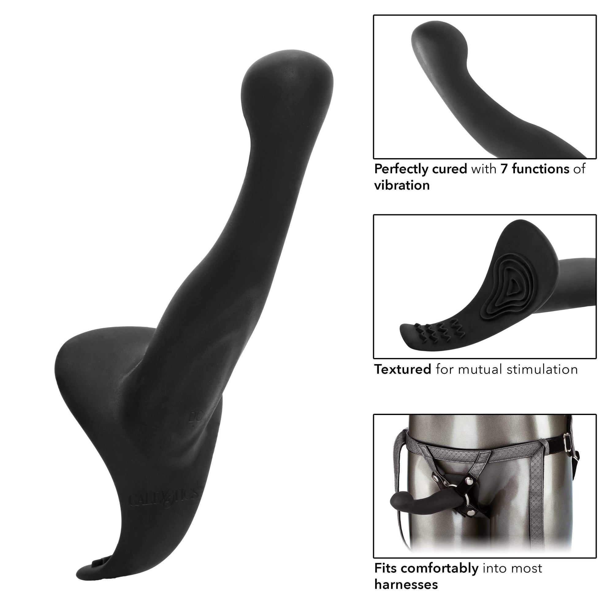 California Exotics - Her Royal Harness Crotchless Strap On The Royal Vibrating Set (Black) Strap On with Dildo for Reverse Insertion (Vibration) Rechargeable 716770094841 CherryAffairs