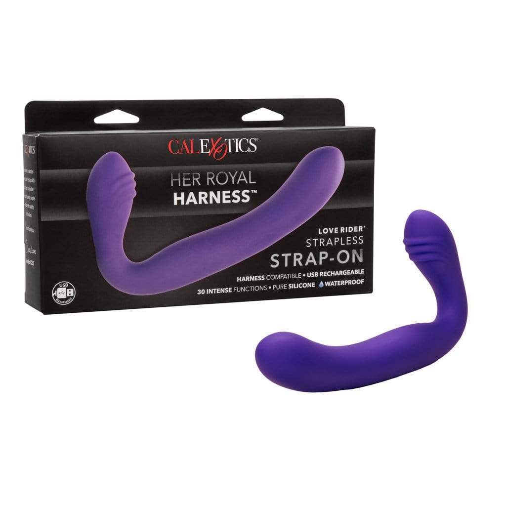 California Exotics - Her Royal Harness Rechargeable Love Rider Strapless Strap On (Purple) Strap On with Dildo for Reverse Insertion (Vibration) Rechargeable Durio Asia