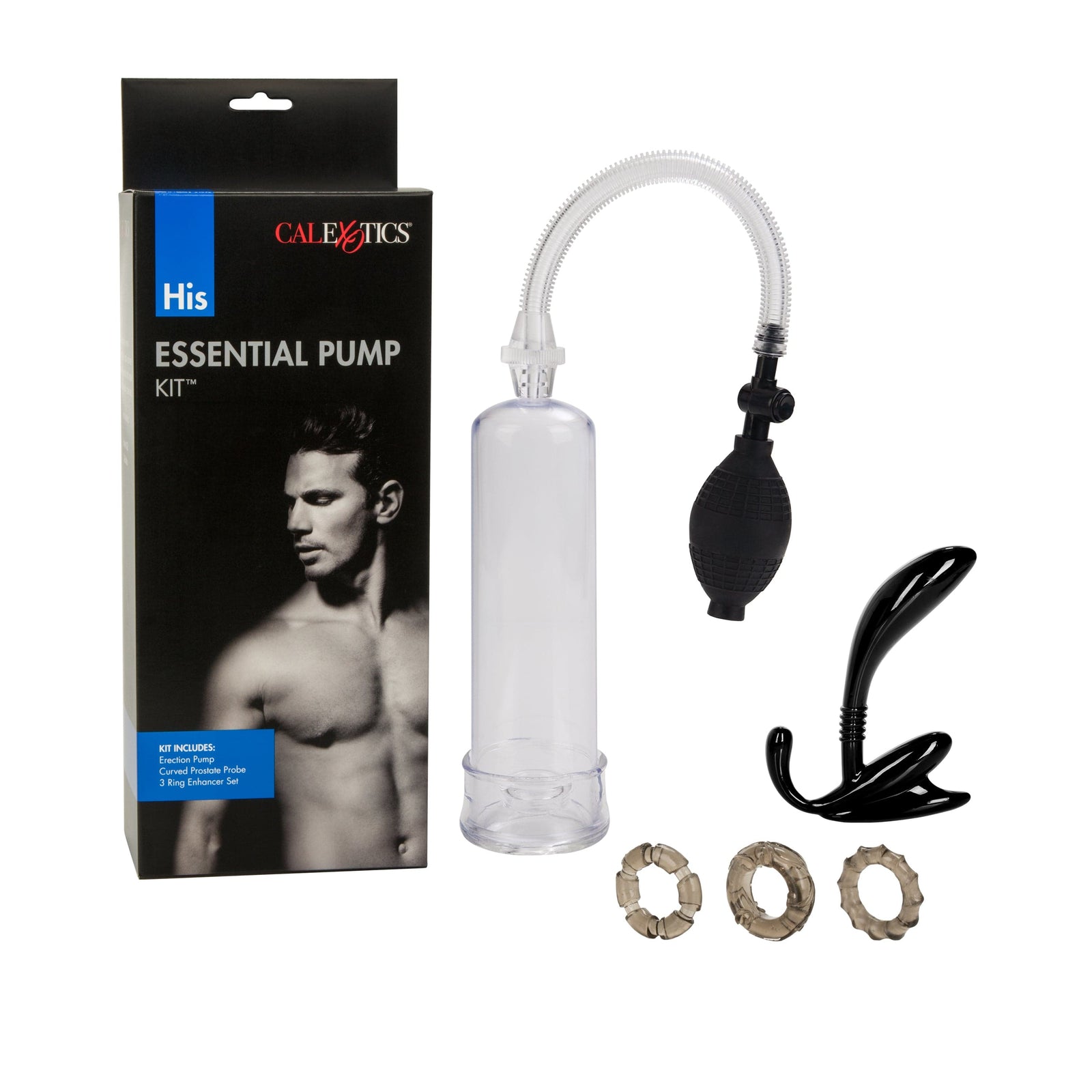 California Exotics - His Essential Penis Pump Kit (Black) Penis Pump (Non Vibration) 716770085047 CherryAffairs