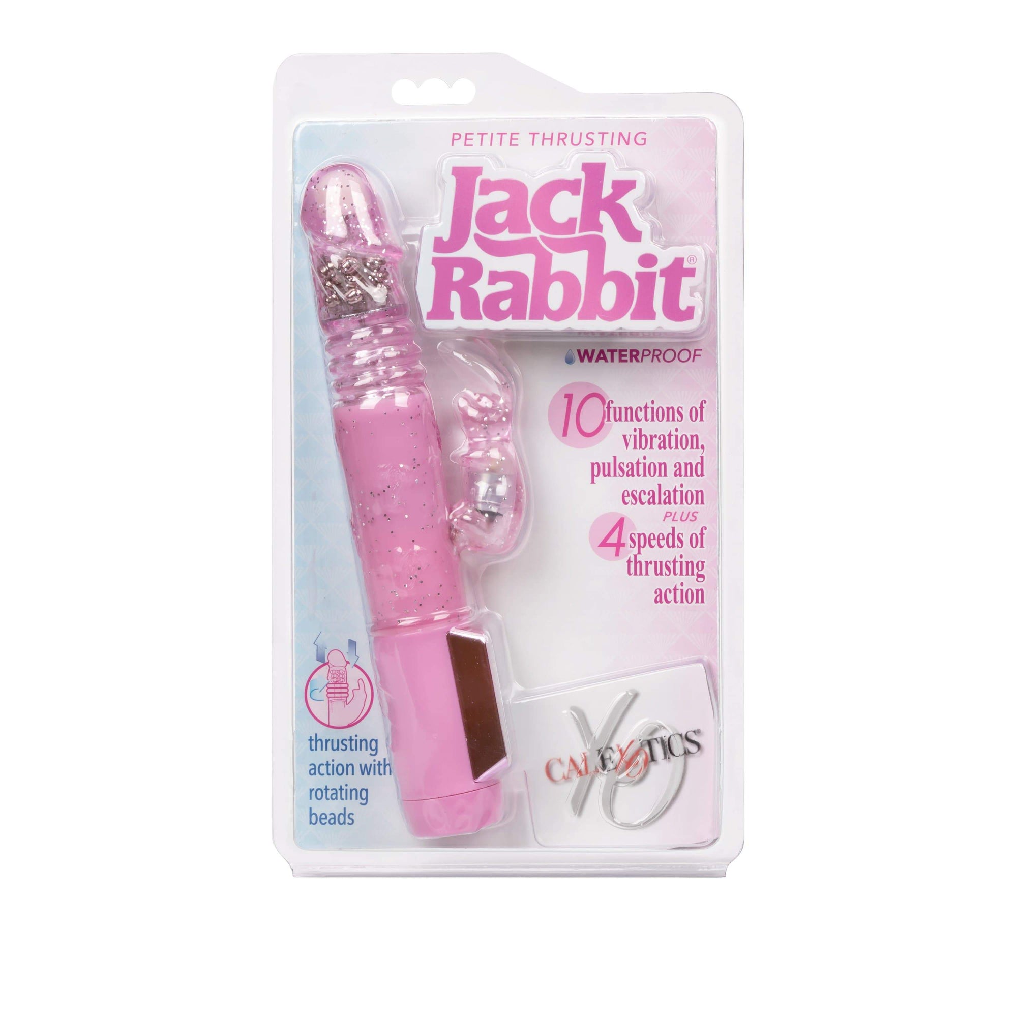 California Exotics - Jack Rabbit Petite Thrusting Jack Rabbit Vibrator (Pink) Rabbit Dildo (Vibration) Non Rechargeable 716770084156 CherryAffairs