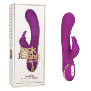 California Exotics - Jack Rabbit Signature Silicone Thumping Rabbit Vibrator (Purple) Rabbit Dildo (Vibration) Rechargeable 716770093288 CherryAffairs