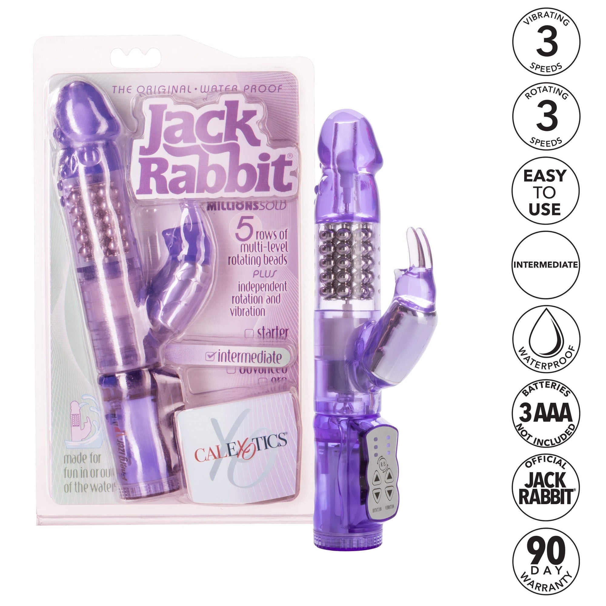 California Exotics - Jack Rabbit Waterproof 5 Rows Jack Rabbit Vibrator (Purple) Rabbit Dildo (Vibration) Non Rechargeable 274257727 CherryAffairs