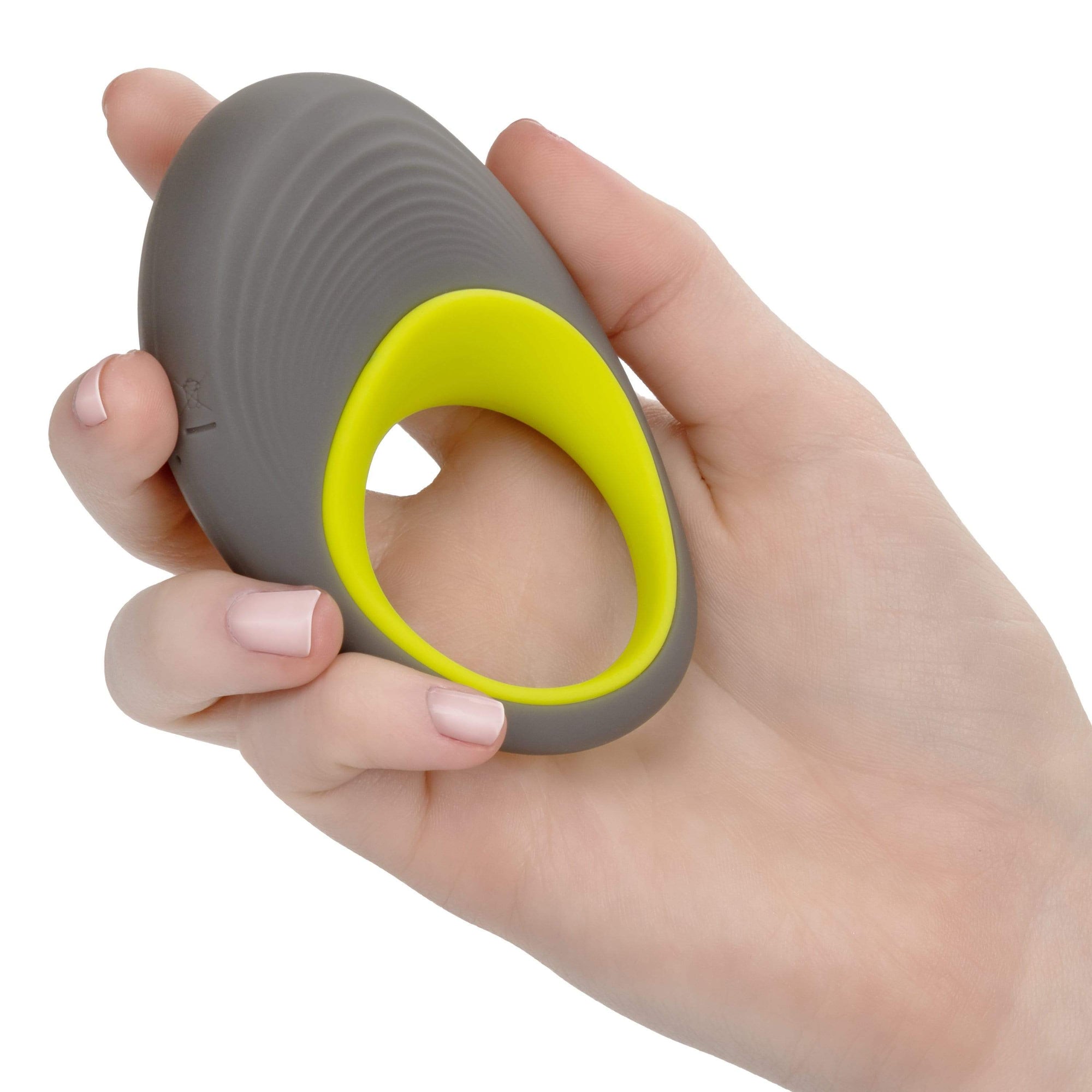 California Exotics - Link Up Edge Vibrating Cock Ring (Grey) Silicone Cock Ring (Vibration) Rechargeable 716770094728 CherryAffairs