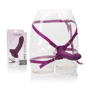 California Exotics - Me2 Rumbler Strap On Vibrating Dildo (Purple) Strap On with Non hollow Dildo for Female (Vibration) Rechargeable Singapore