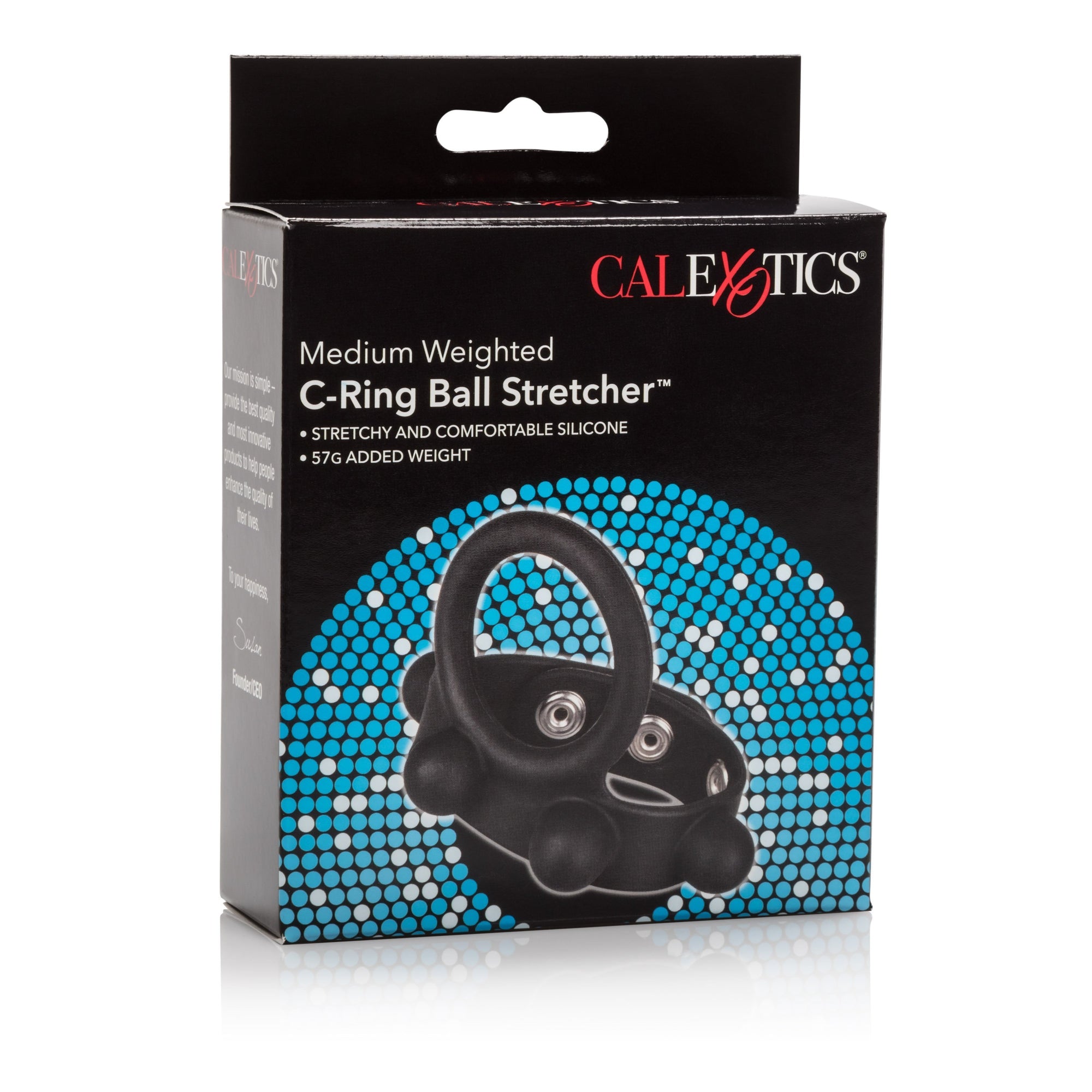 California Exotics - Medium Weighted C Ring Ball Stretcher Cock Ring (Black) Silicone Cock Ring (Non Vibration) Singapore