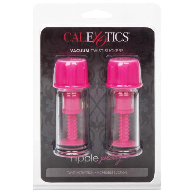California Exotics - Nipple Play Vacuum Twist Suckers (Pink) Nipple Pumps (Non Vibration) Durio Asia