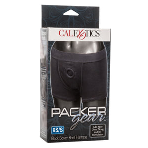 California Exotics - Packer Gear Boxer Brief Strap On Harness XS/S (Black) Strap On w/o Dildo 620083022 CherryAffairs