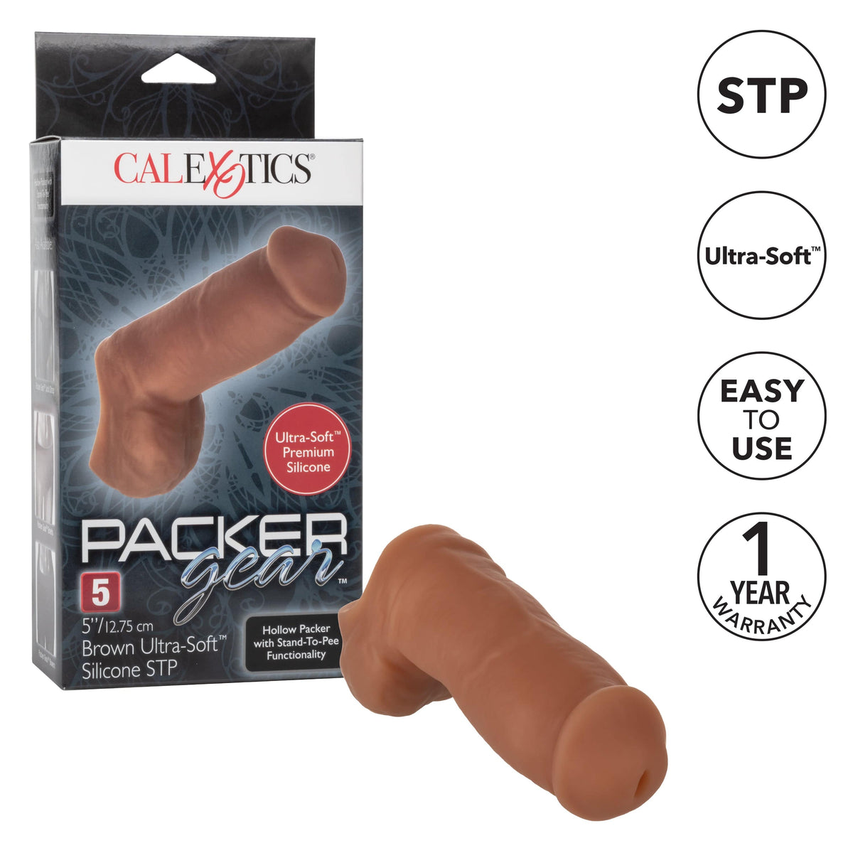 California Exotics - Packer Gear Ultra Soft Silicone STP Hollow Dildo 5&quot; (Brown) Cock Sleeves (Non Vibration) 620081802 CherryAffairs