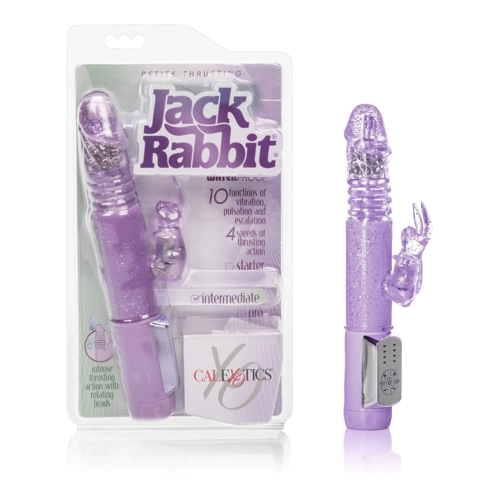 California Exotics - Petite Thrusting Jack Rabbit Intermediate Vibrator (Purple) Rabbit Dildo (Vibration) Non Rechargeable Durio Asia