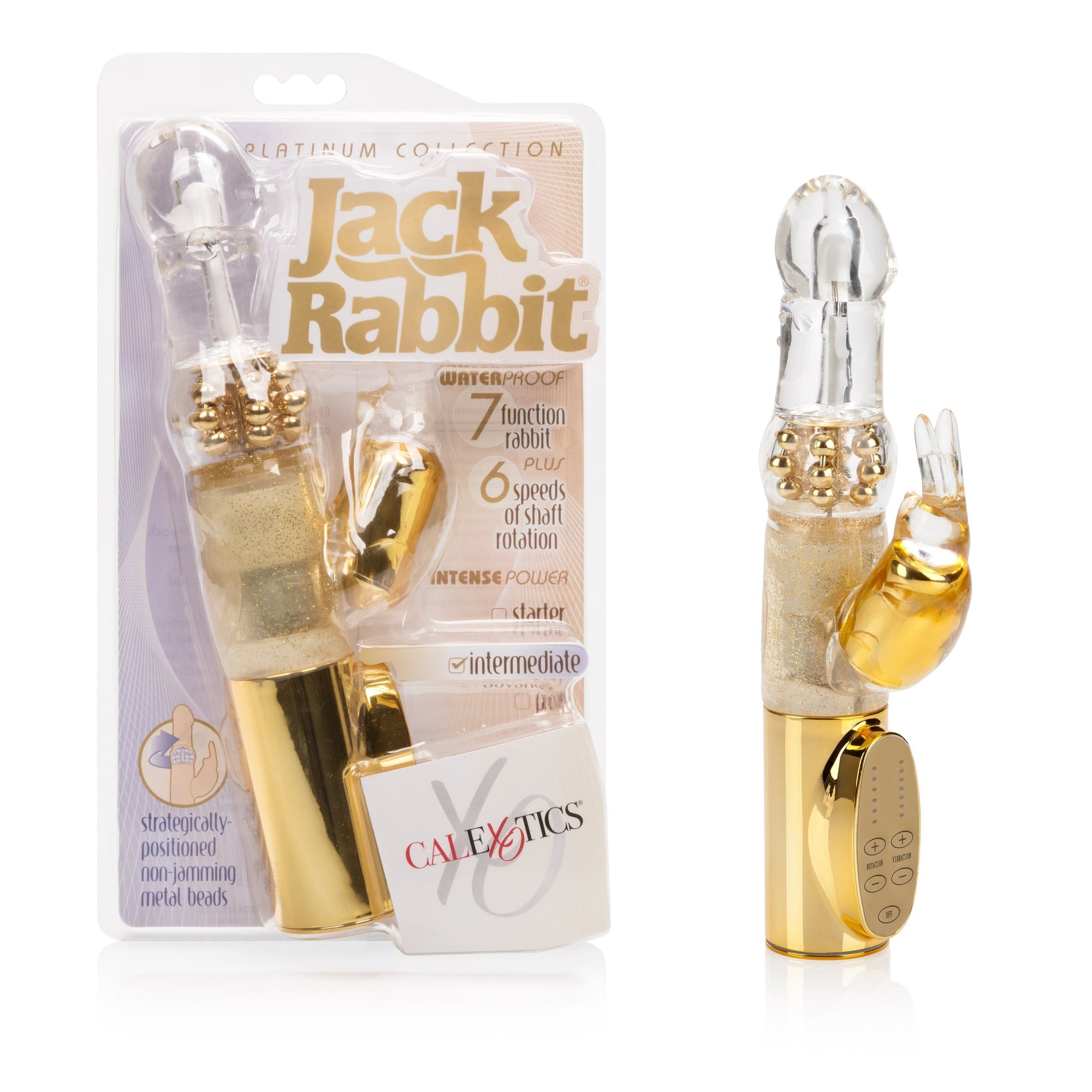 California Exotics - Platinum Collection Jack Rabbit Vibrator Intermediate (Gold) Rabbit Dildo (Vibration) Non Rechargeable Durio Asia