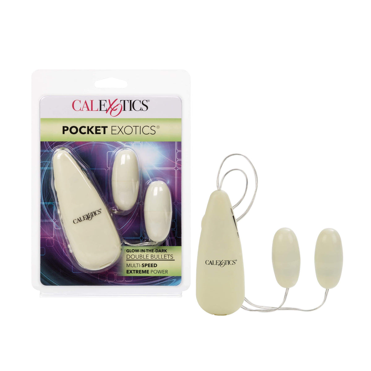 California Exotics - Pocket Exotics Glow In The Dark Double Bullets Vibrator (Green) Wired Remote Control Egg (Vibration) Non Rechargeable Durio Asia