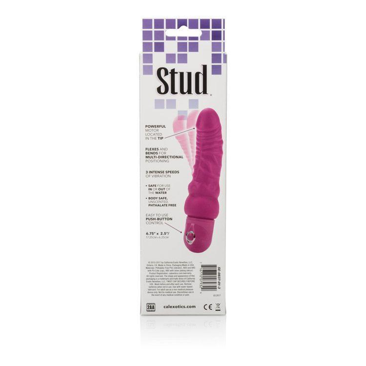 California Exotics - Power Stud Waterproof Curvy (Pink) Realistic Dildo w/o suction cup (Vibration) Non Rechargeable - CherryAffairs Singapore