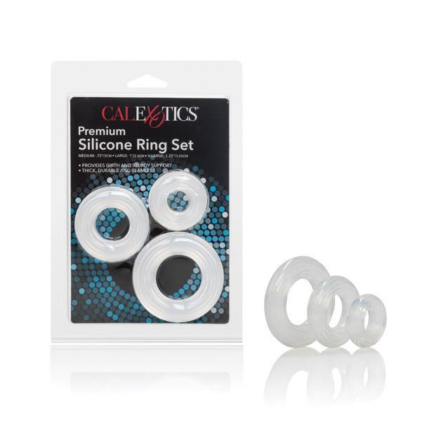 California Exotics - Premium Silicone Ring Set Pack of 3 (Clear) Silicone Cock Ring (Non Vibration) Durio Asia