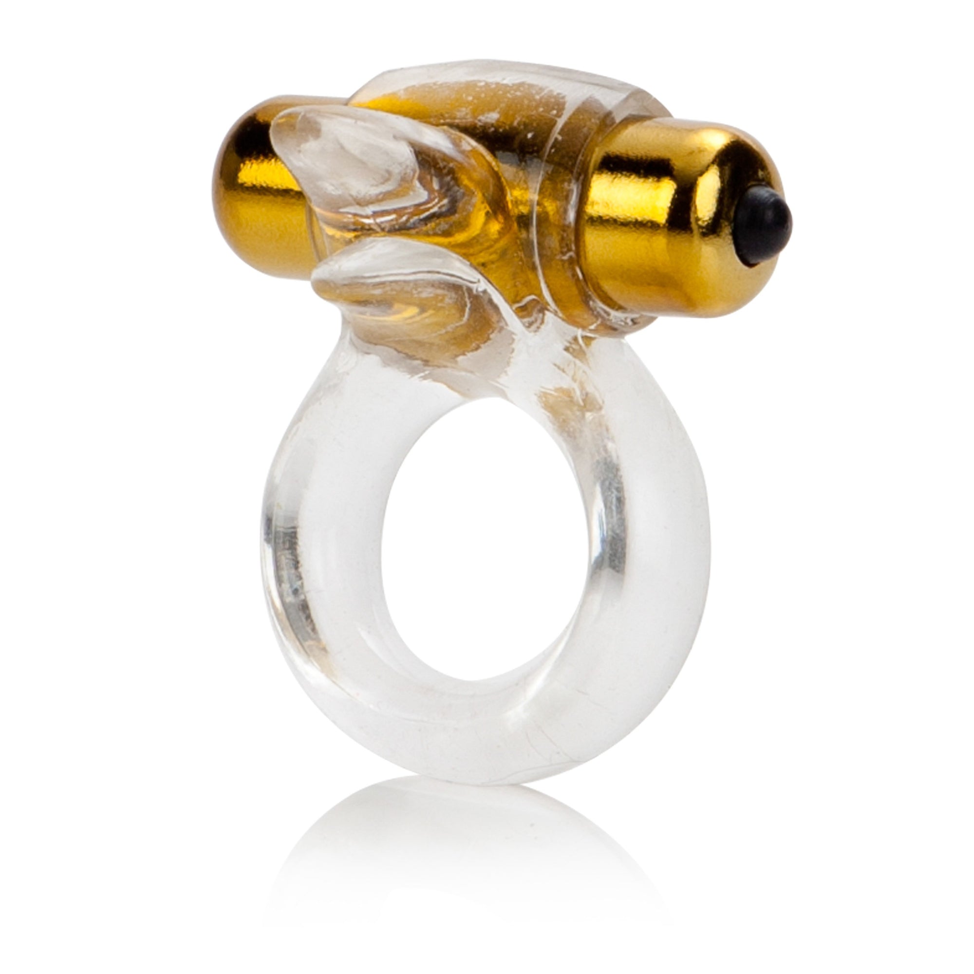 California Exotics - Pure Gold Double Trouble Enhancer Vibrating Cock Ring (Clear) Rubber Cock Ring (Vibration) Non Rechargeable Durio Asia
